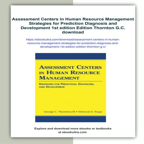 Assessment Centers in Human Resource Management Strategies for Prediction Dia...