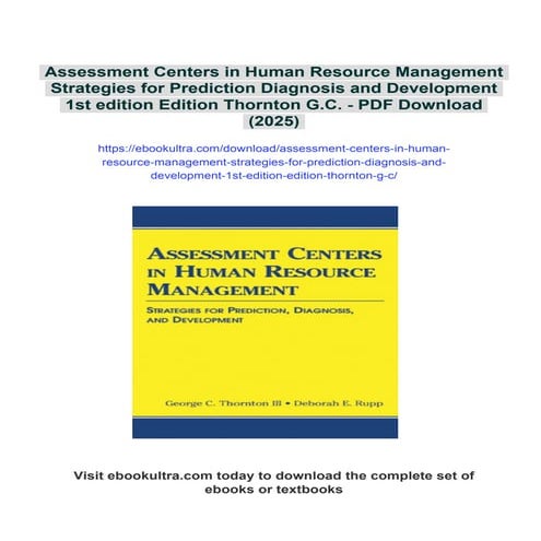 Assessment Centers in Human Resource Management Strategies for Prediction Dia...