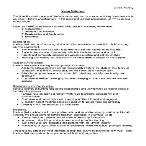 Graham_Vision Statement