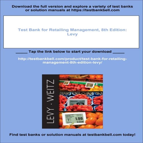 Test Bank for Retailing Management, 8th Edition: Levy | PDF