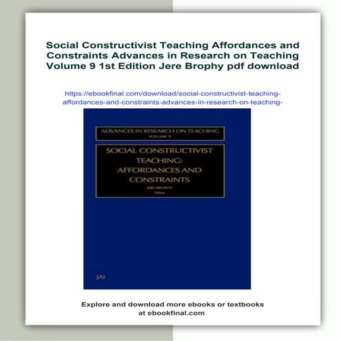 Social Constructivist Teaching Affordances and Constraints Advances in Resear...
