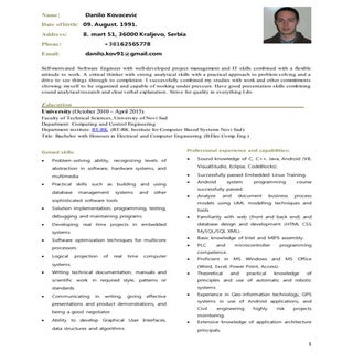 CV Danilo Kovacevic 2015 IN