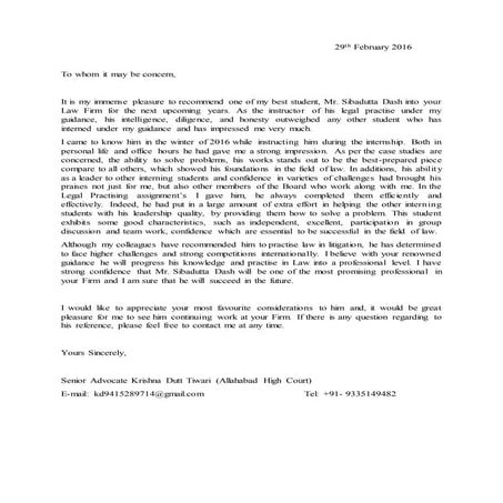 RECOMMENDATION LETTER