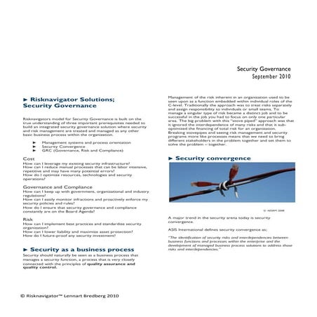 Security Governance by Risknavigator 2010