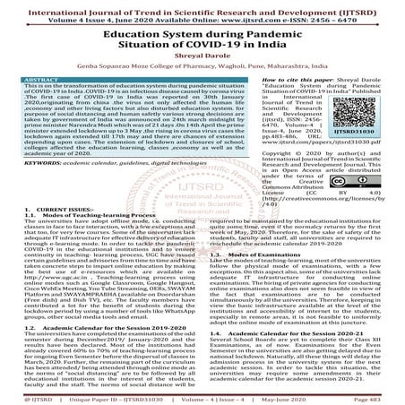 Online education under the covid 19 pandemic | PPTX