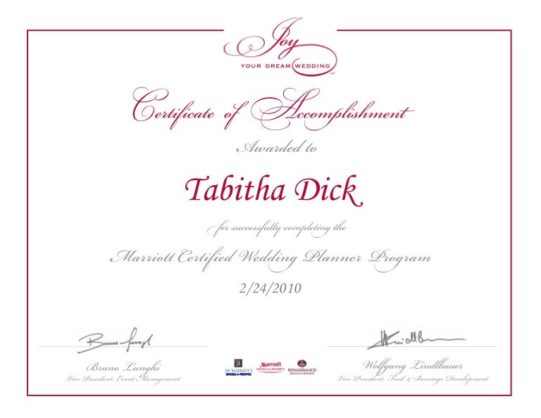 Wedding Planner Certificate
