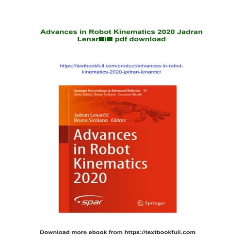 Advances in Robot Kinematics 2020 Jadran Lenarčič