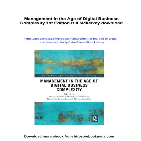 Management in the Age of Digital Business Complexity 1st Edition Bill ...