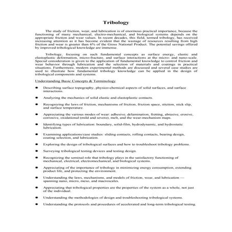 Research on Tribology