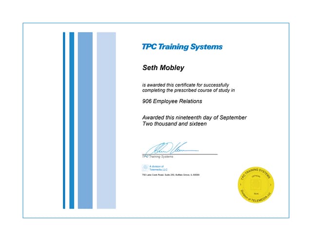 906 Employee Relations Certificate PPT 906 Employee Relations Certificate PPT