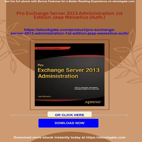 Pro Exchange Server 2013 Administration 1st Edition Jaap Wesselius (Auth.)
