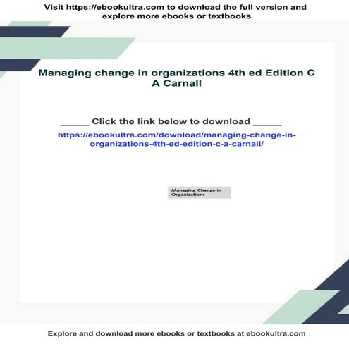 Managing change in organizations 4th ed Edition C  A Carnall