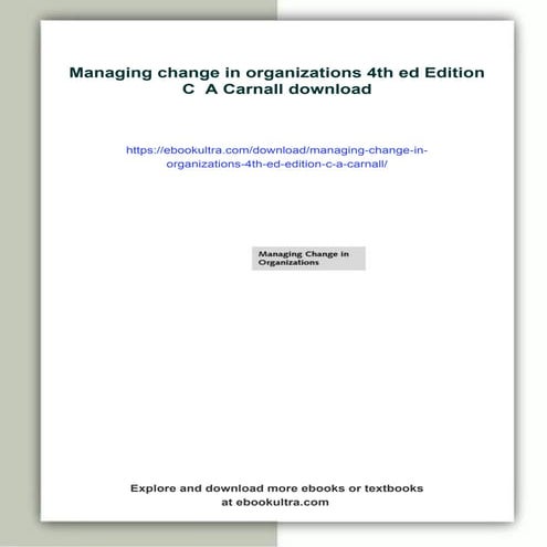 Managing change in organizations 4th ed Edition C  A Carnall
