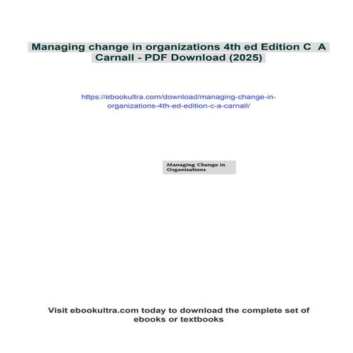 Managing change in organizations 4th ed Edition C  A Carnall