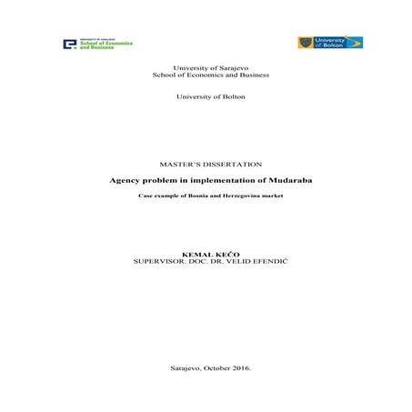 Agency problem in implementation of Mudaraba