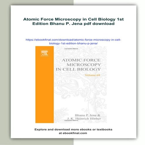 Atomic Force Microscopy in Cell Biology 1st Edition Bhanu P. Jena