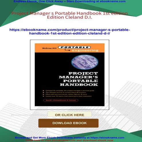 Project Manager s Portable Handbook 1st edition Edition Cleland D.I. | PDF