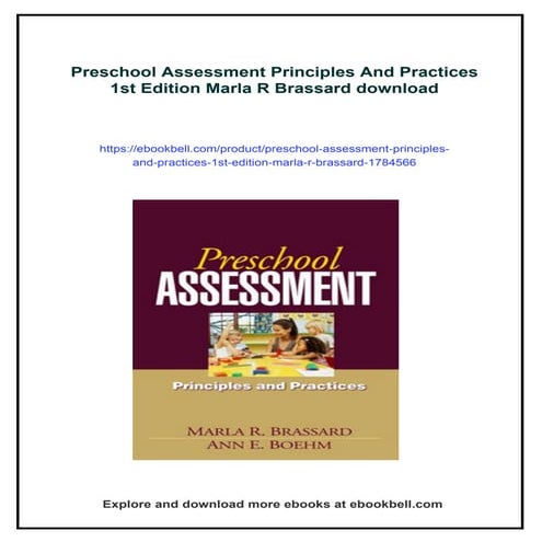 Preschool Assessment Principles And Practices 1st Edition Marla R Brassard