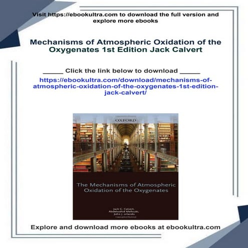 Mechanisms of Atmospheric Oxidation of the Oxygenates 1st Edition Jack ...