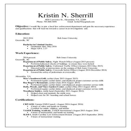 Kristin Sherrill Resume