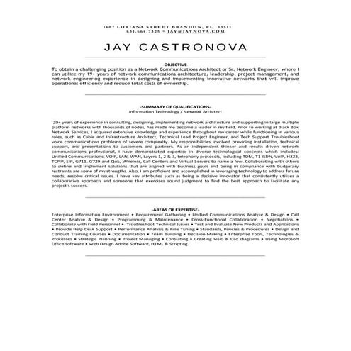 Jay Castronova Resume 2016