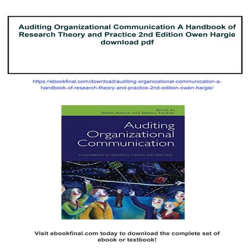 Auditing Organizational Communication A Handbook of Research Theory and ...