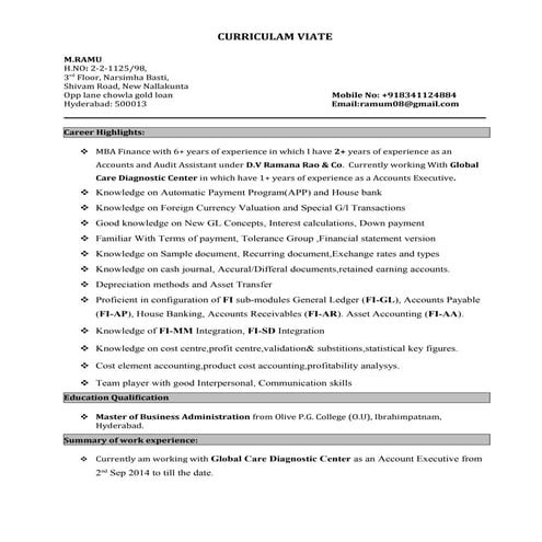 Sap Fresher CV | DOC