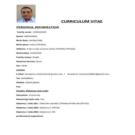 Cv template | DOC