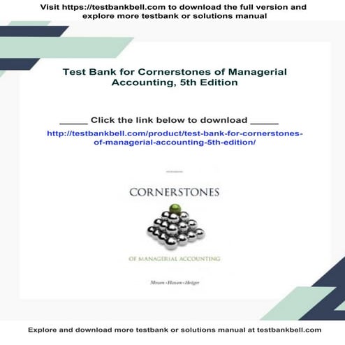 Cornerstones of Managerial Accounting Mowen 5th Edition Test Bank | PDF