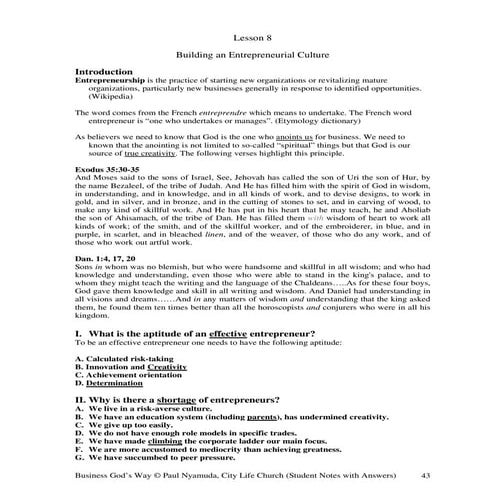 Building an Entrepreneurial Culture