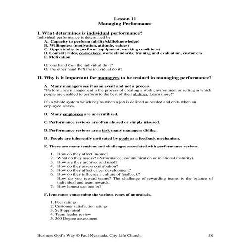 Managing Performance