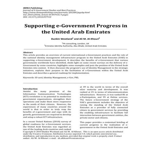 Supporting e-Government Progress in the United Arab Emirates