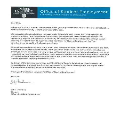 Gina depaul nomination