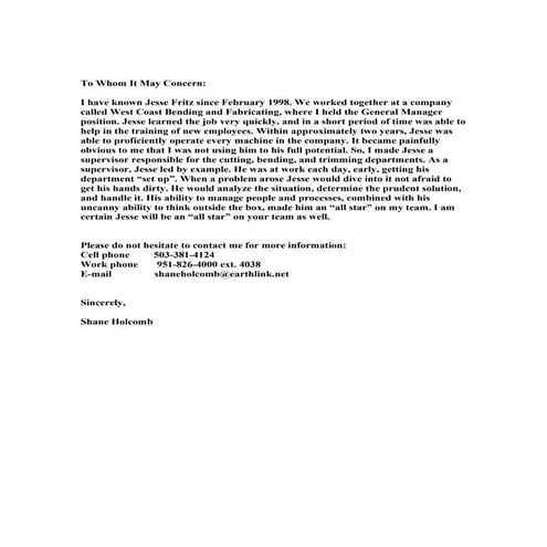 shane's letter | PDF