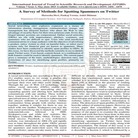A Survey of Methods for Spotting Spammers on Twitter