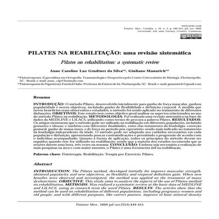 Pilates na Reabilitação: uma Revisão Sistemática