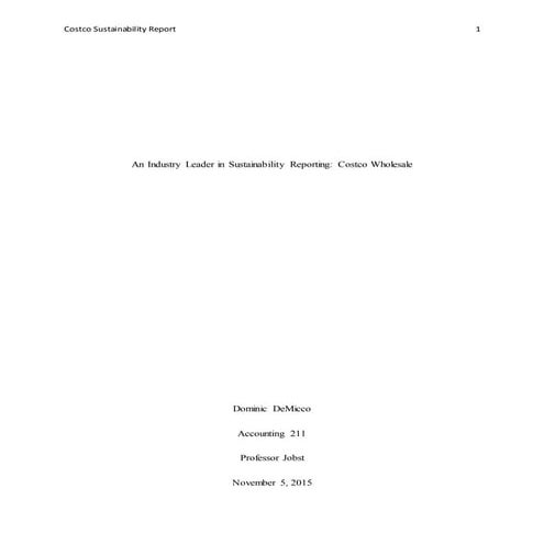 Sustainability Essay on Costco