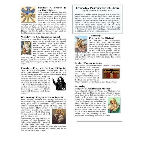 Everyday Prayers For Our Children - Memory.doc
