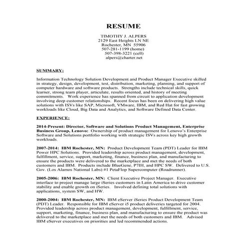 Resume For Michael Ruffin | DOC