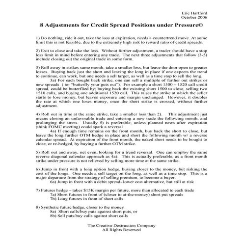 8 Adjustments For Credit Spread Positions Under Pressure