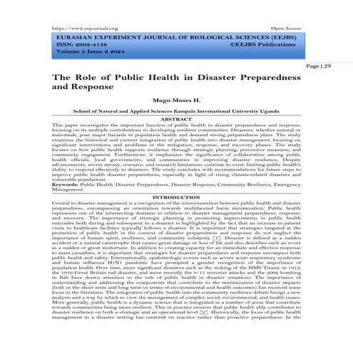The Role of Public Health in Disaster Preparedness and Response (www ...