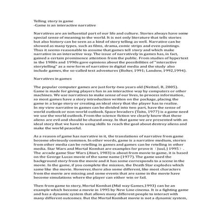 Game is an interactive narrative