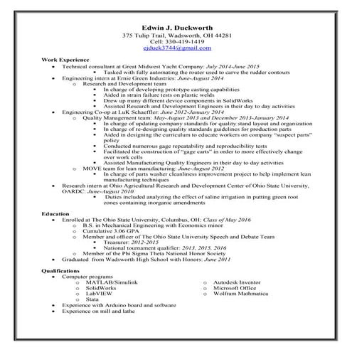 Duckworth Resume