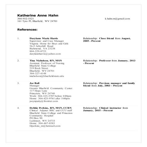 Resume References