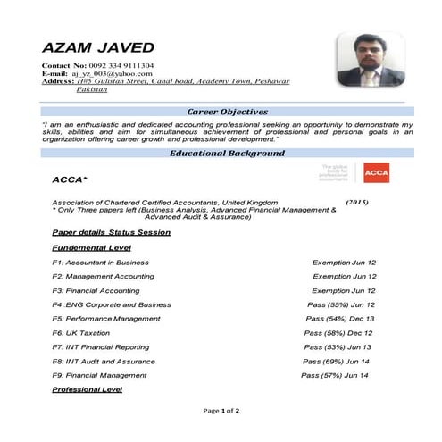 AZAM JAVED cv | DOCX