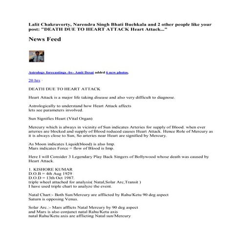 Death Due to Heart Attack Astrological article | PDF