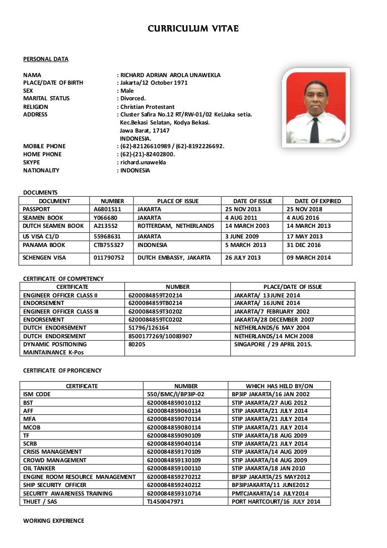 CVRichard Unawekla January 2016 CVRichard Unawekla January 2016