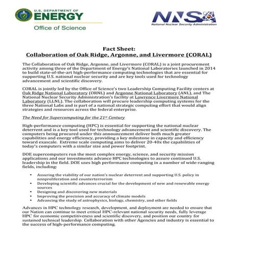 CORAL Fact Sheet