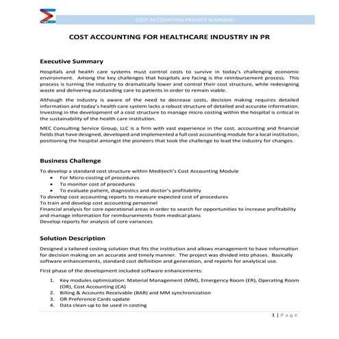Cost Accounting - Executive Summary
