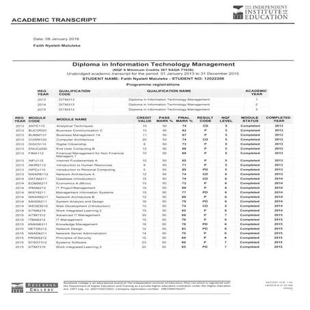 Academic transcript | PDF